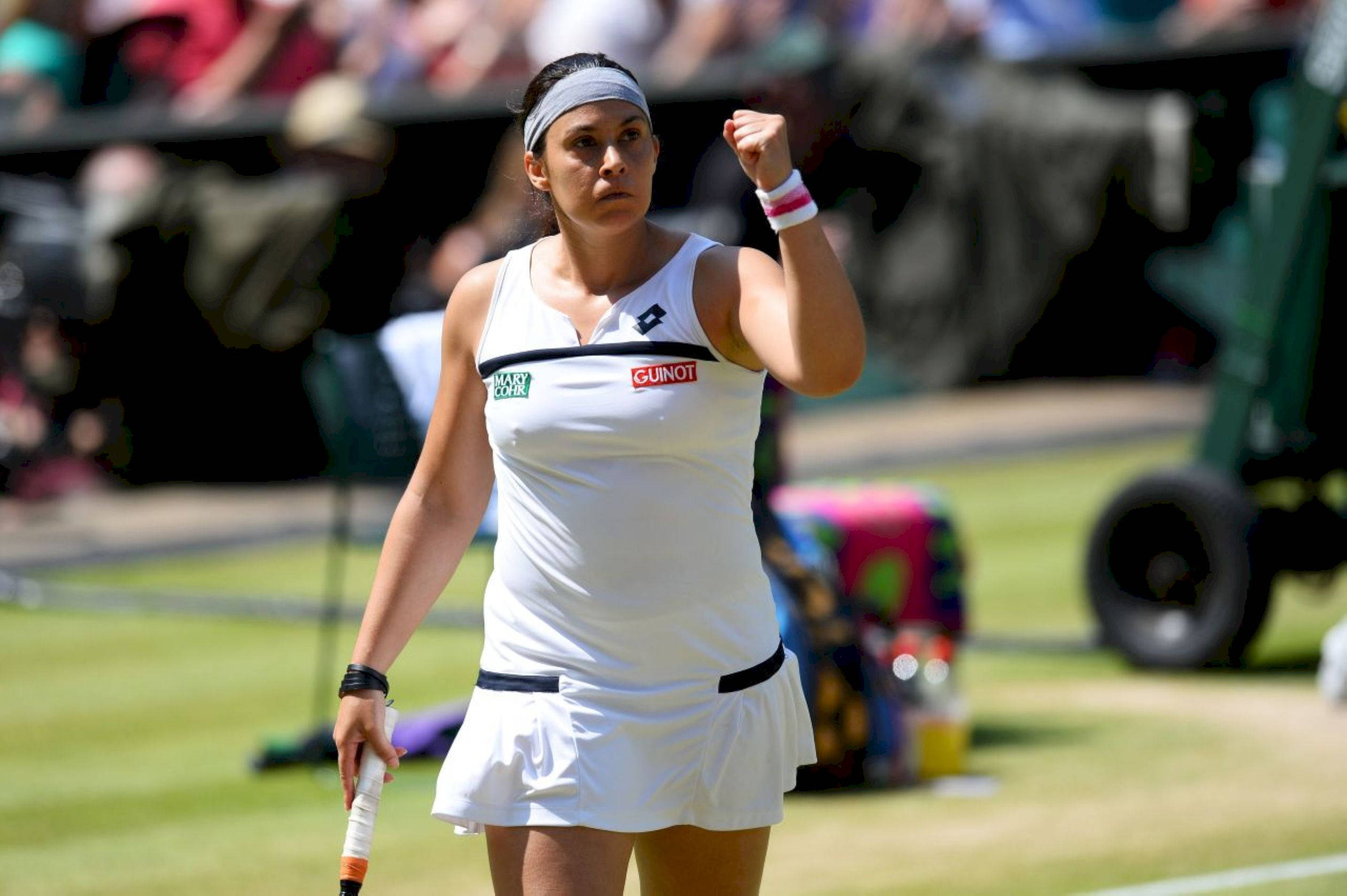 Marion Bartoli, fist pump, tennis court, Full HD Desktop Wallpaper