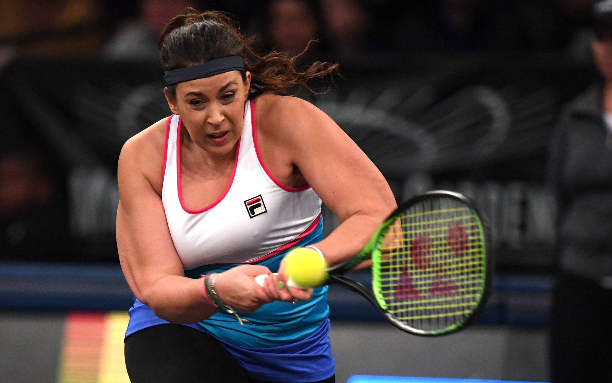 Marion Bartoli, yellow ball, indoor match, Full HD Desktop Wallpaper