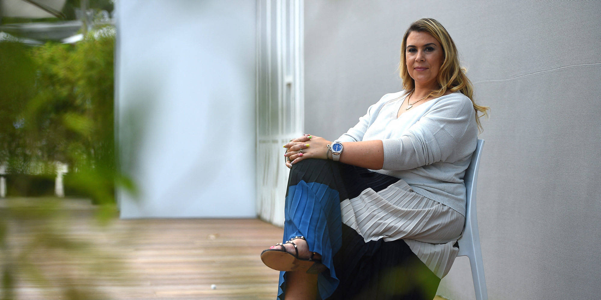 Marion Bartoli, blonde, sitting, Full HD Desktop Wallpaper