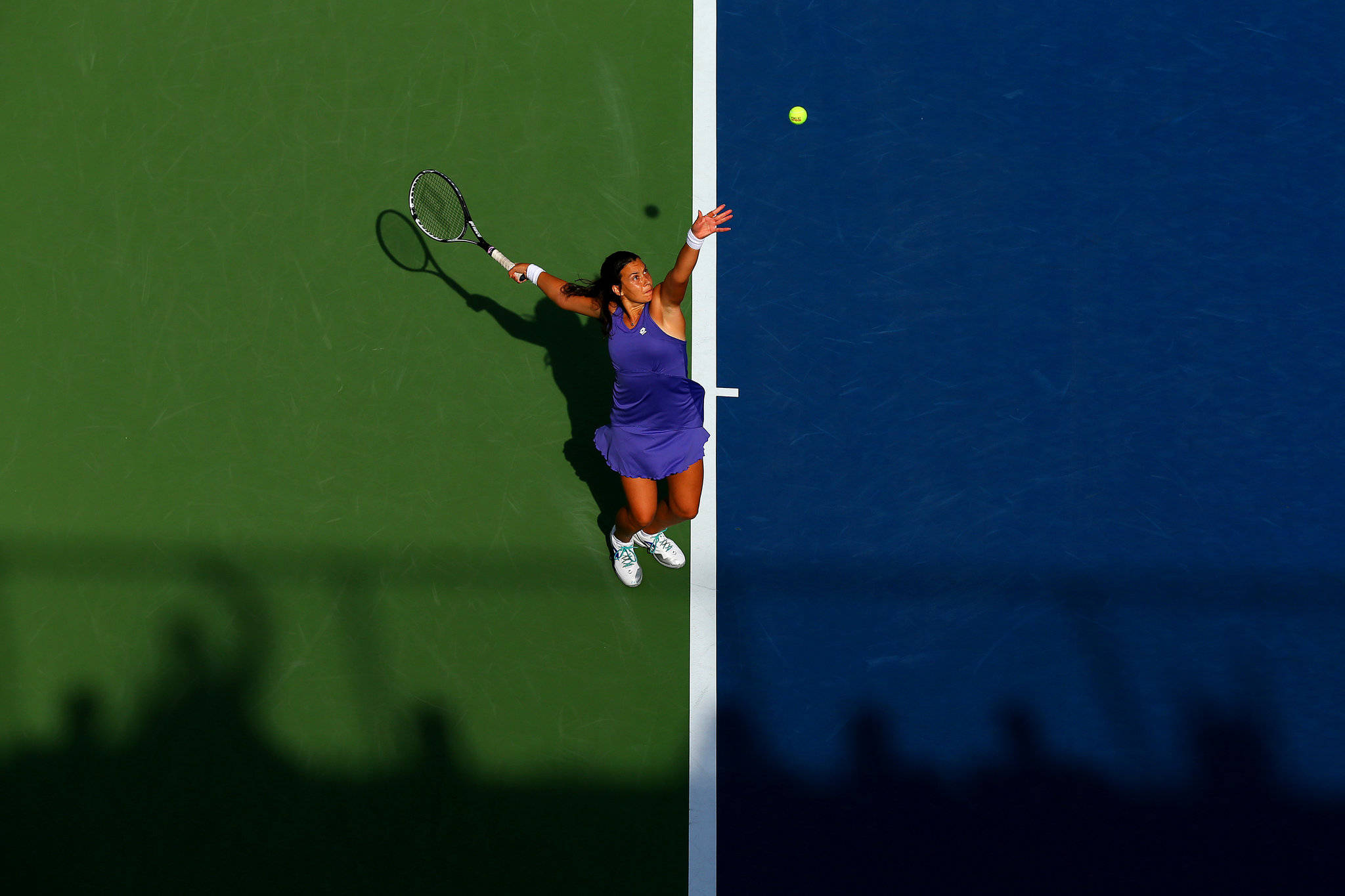 Marion Bartoli, purple dress, yellow ball, Full HD Desktop Wallpaper