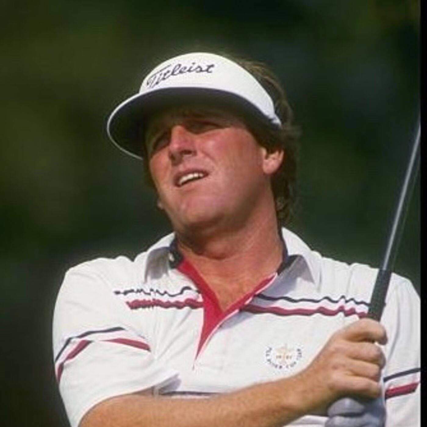 Mark Calcavecchia, white Titleist cap, striped polo, HD Desktop Wallpaper