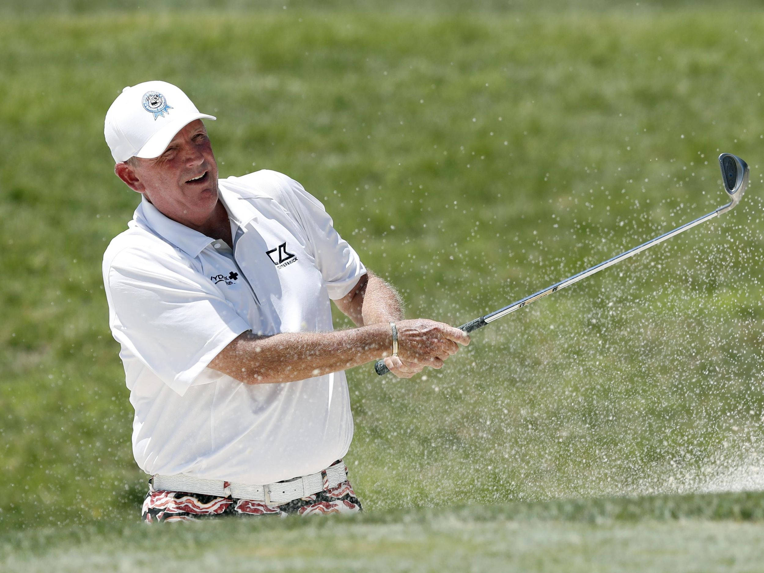 Mark Calcavecchia, white, sunlit green course, Full HD Desktop Wallpaper