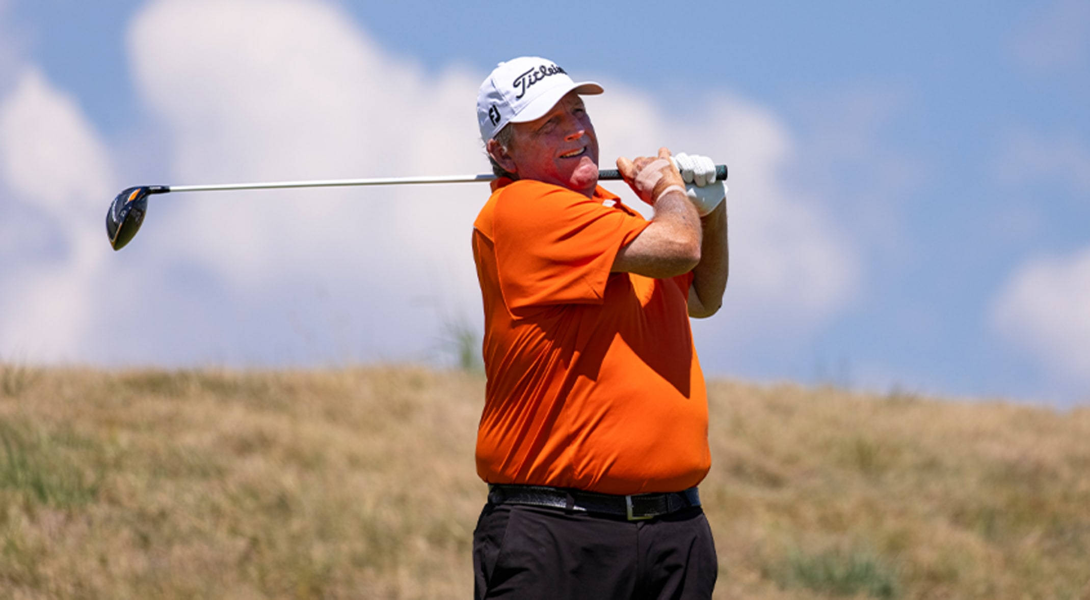 Mark Calcavecchia, orange polo shirt, sunny day, Full HD Desktop Wallpaper