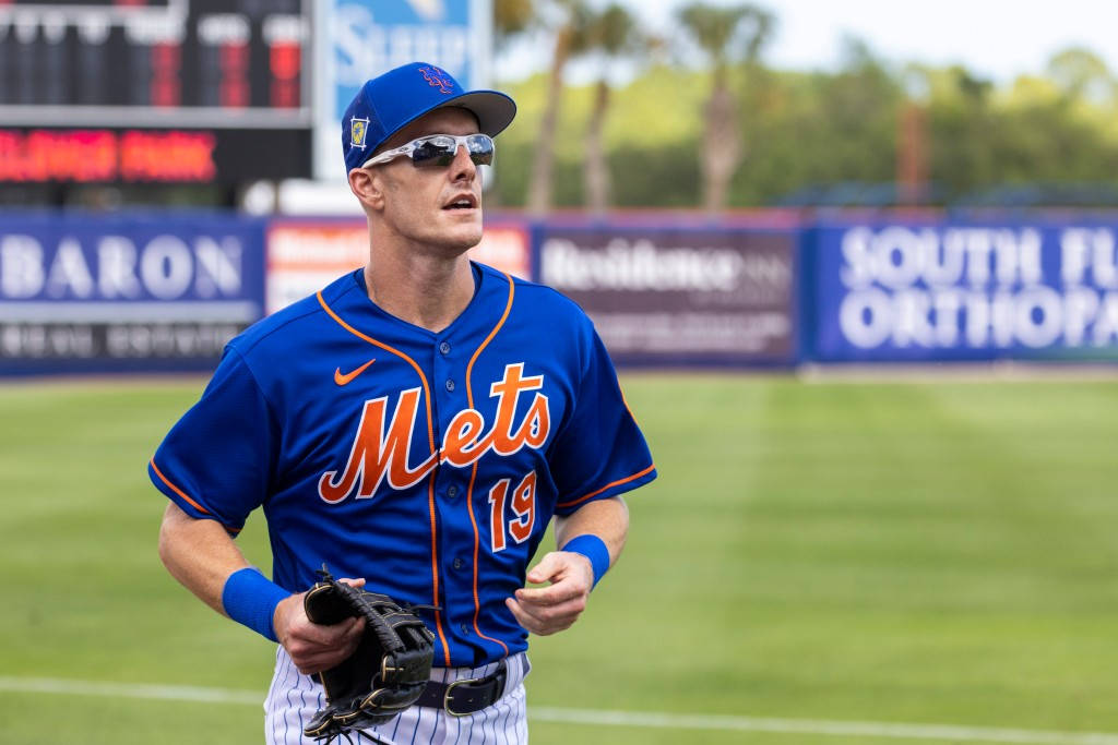 Mark Canha, blue Mets jersey, number 19, SD Desktop Wallpaper