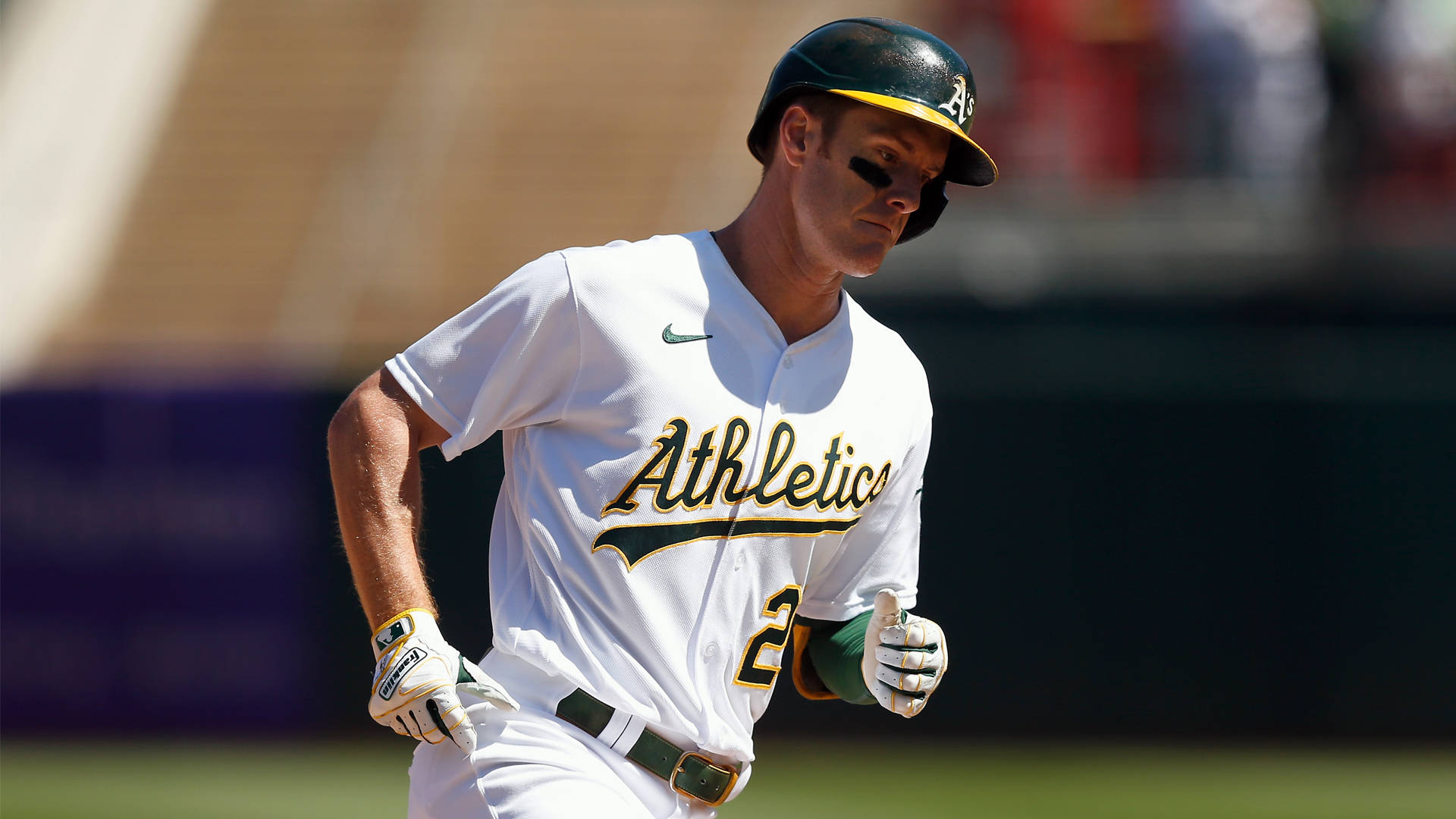 Mark Canha, white Athletics uniform, baseball player, Full HD Desktop Wallpaper