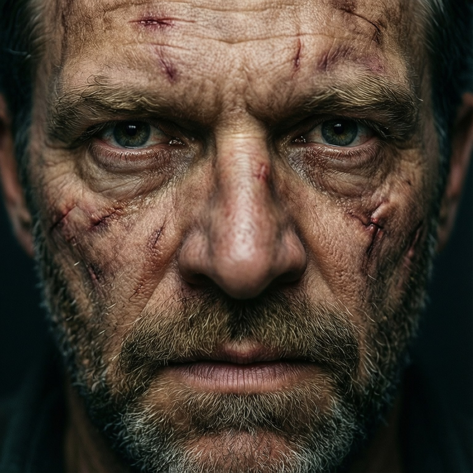 Mark Coleman, scars, intense close-up portrait, HD Desktop Wallpaper