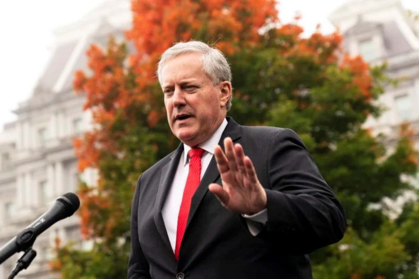 Mark Meadows, podium, autumn trees, HD Desktop Wallpaper