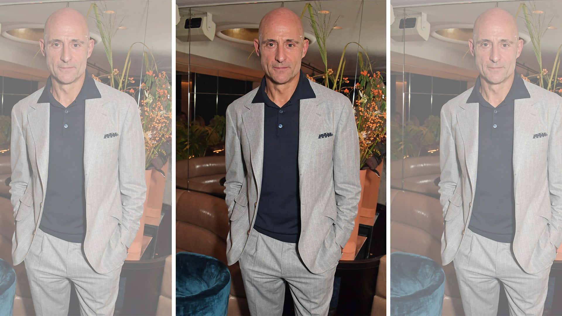 Mark Strong, light gray suit, dark polo shirt, Full HD Desktop Wallpaper