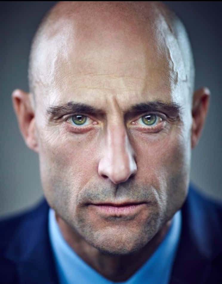Mark Strong, bald man, intense green eyes, SD Phone Wallpaper