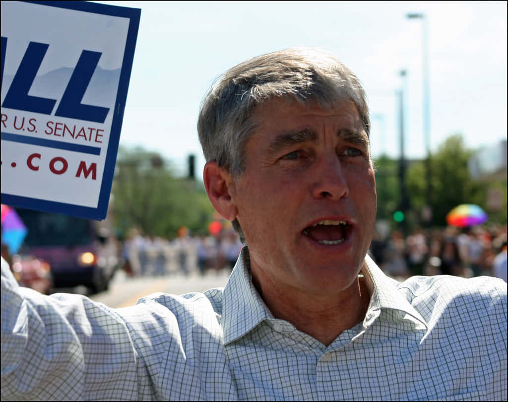 Mark Udall, U.S. Senate campaign sign, daytime outdoor rally, SD Desktop Wallpaper