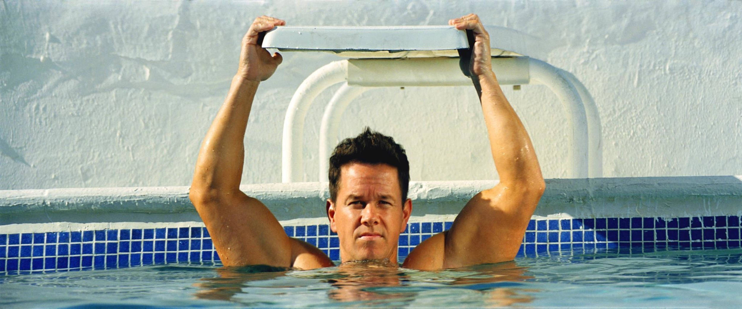 Mark Wahlberg, pool, sunlit outdoor pool, Full HD Desktop Wallpaper