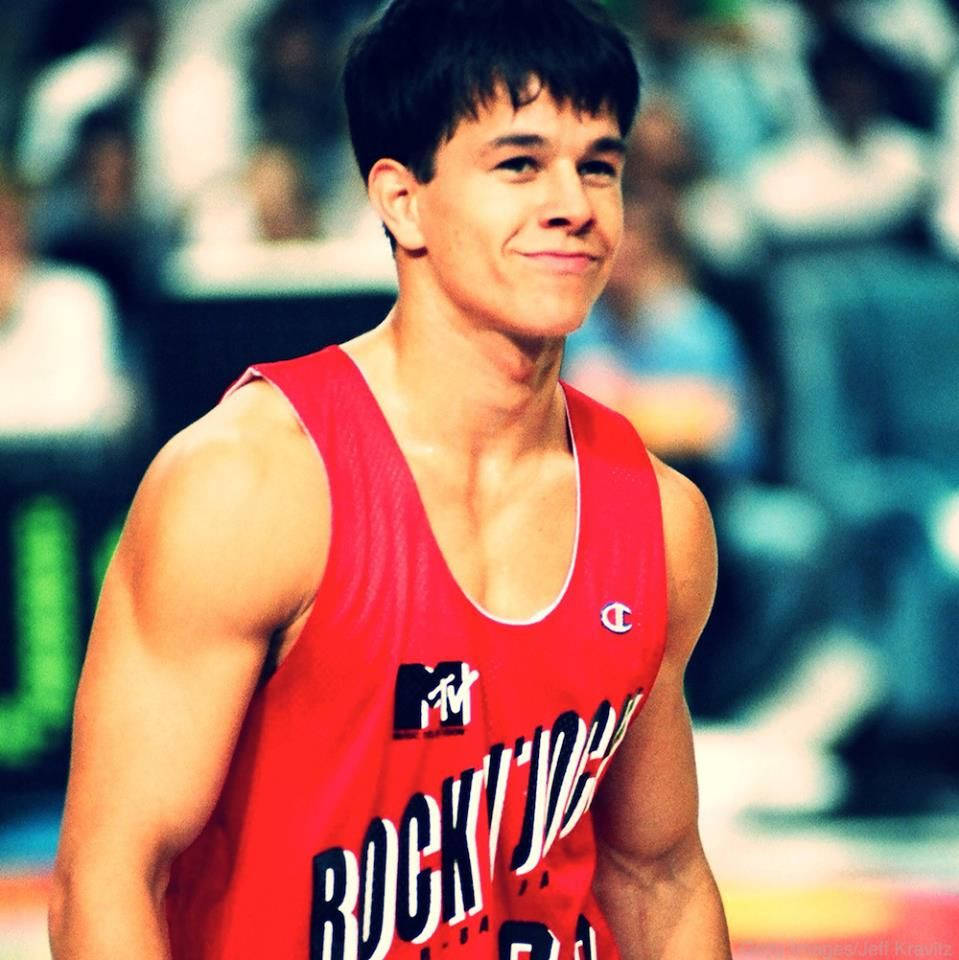 Mark Wahlberg, red basketball jersey, court, SD Phone Wallpaper