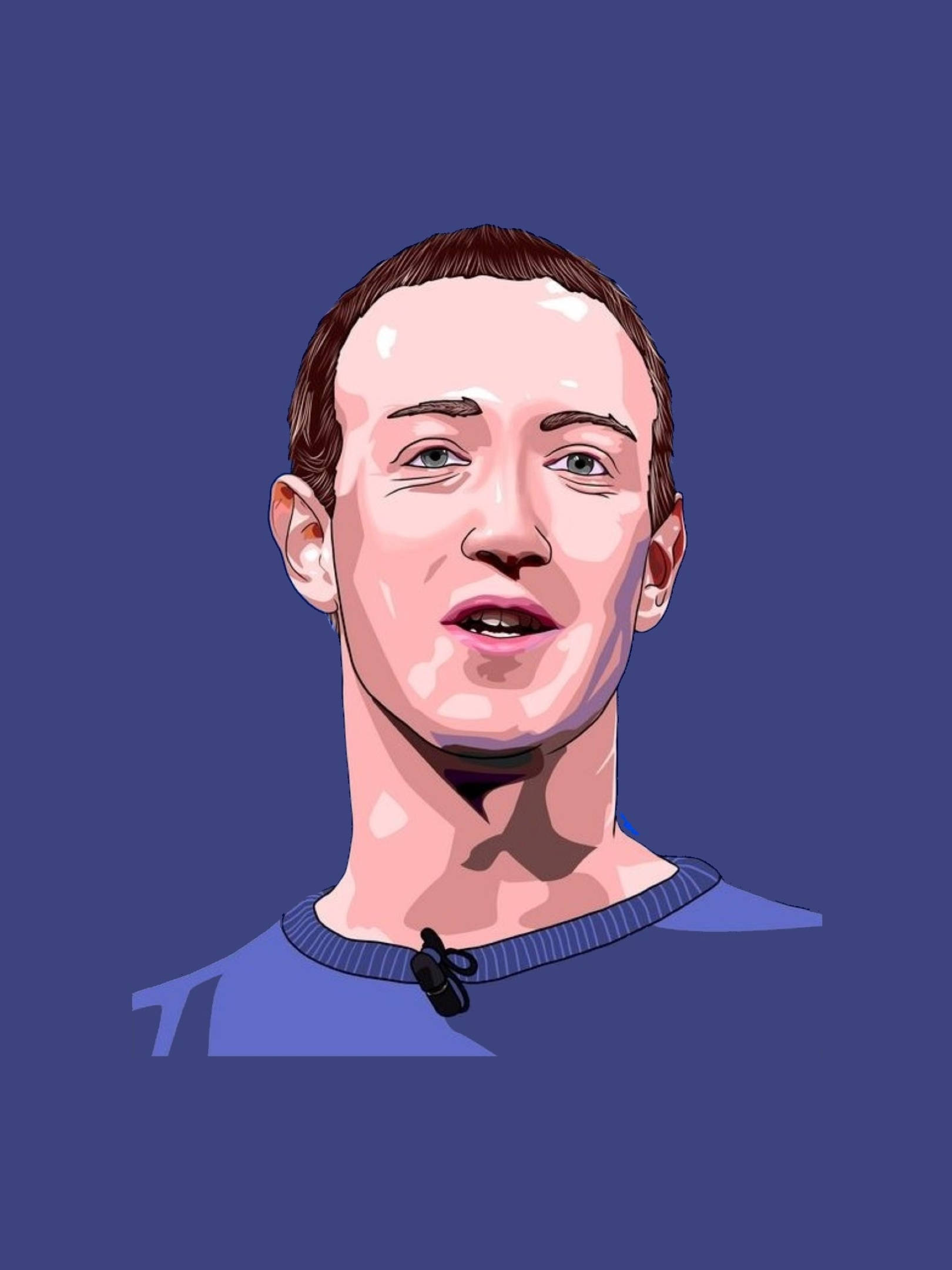 Mark zuckerberg, blue sweater, solid blue background, Full HD Phone Wallpaper