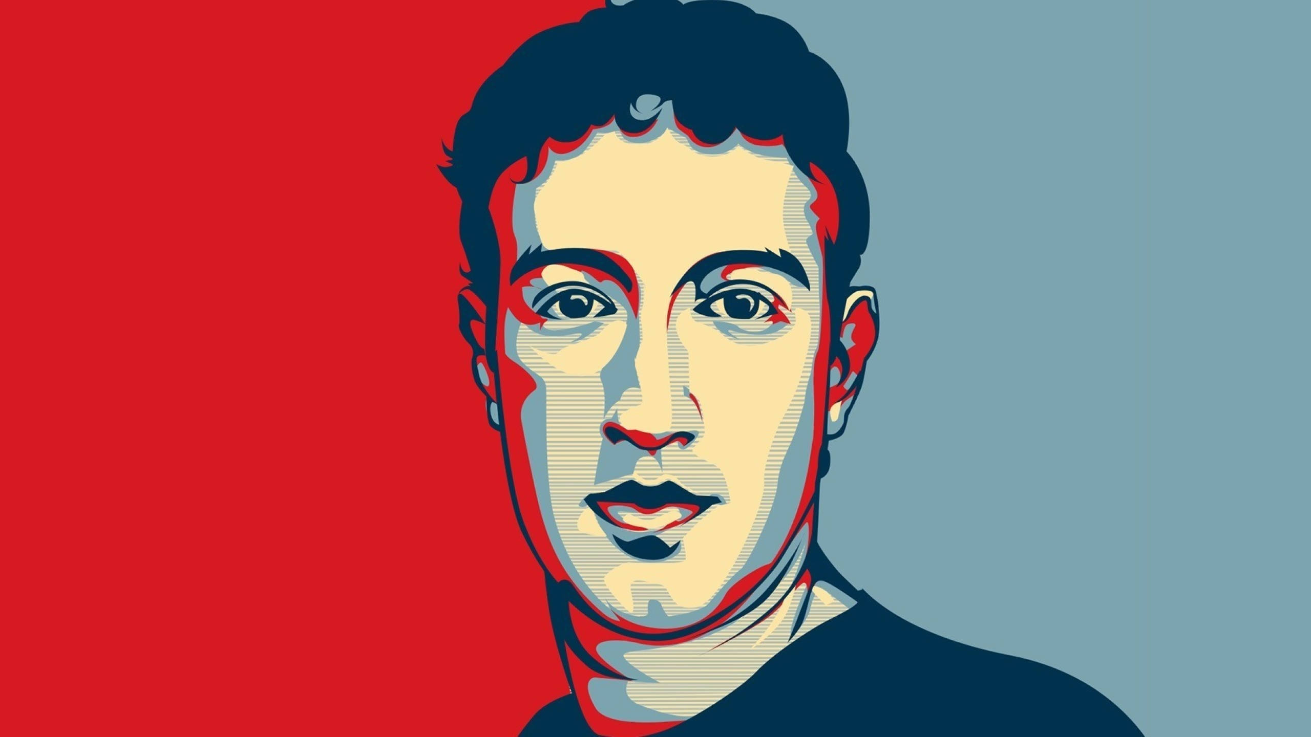 Mark Zuckerberg, pop art, red, 2K Desktop Wallpaper