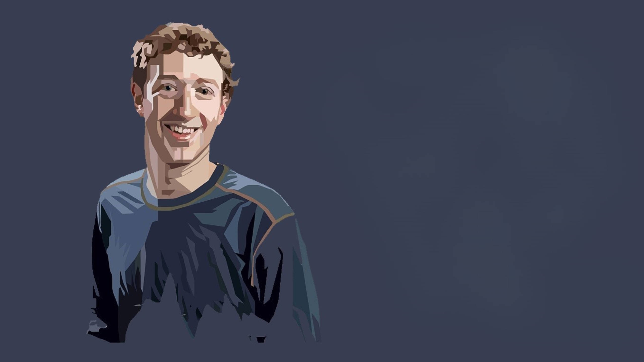 Mark Zuckerberg, grey vector, curly hair, 2K Desktop Wallpaper