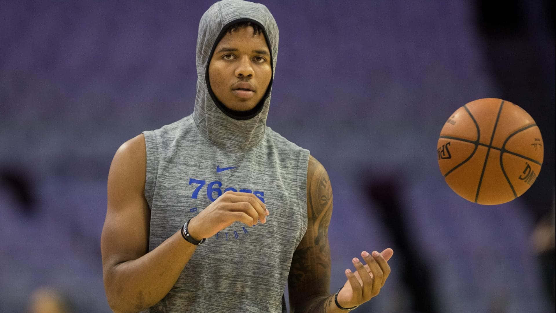 Markelle Fultz, 76ers jersey, grey hoodie, Full HD Desktop Wallpaper
