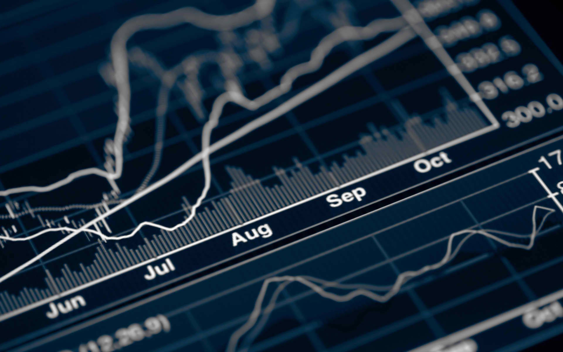 stock market line chart, white lines, dark blue grid, Full HD Desktop Wallpaper