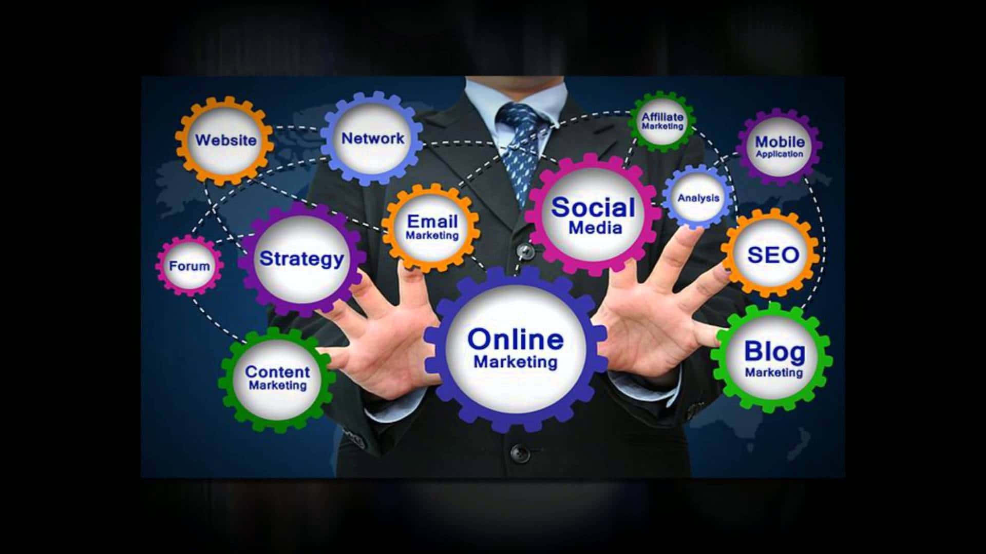 Internet Marketing, black mobile, businessman in a suit, Full HD Desktop Wallpaper