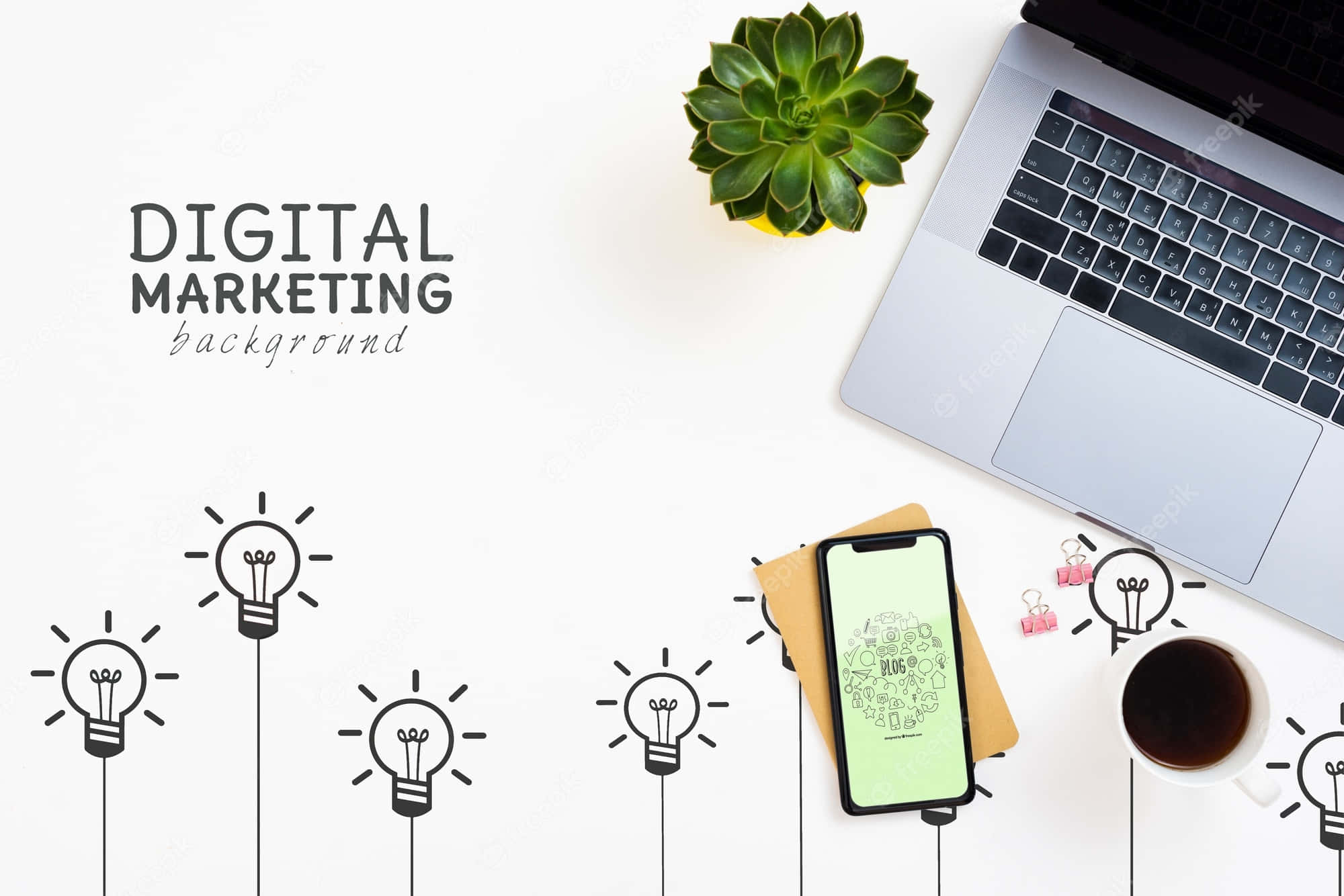 Digital Marketing, minimalist, white desk, Full HD Desktop Wallpaper
