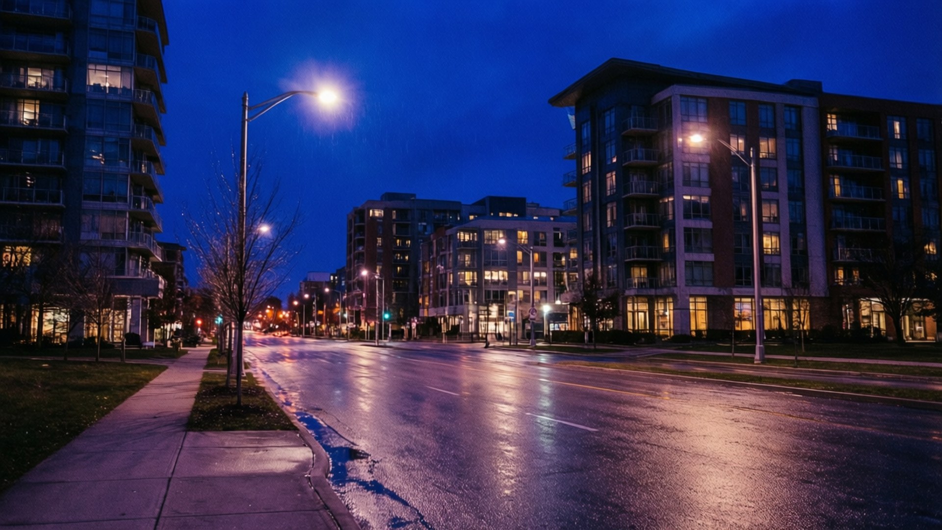 Markham, Night Glow, downtown, Full HD Desktop Wallpaper