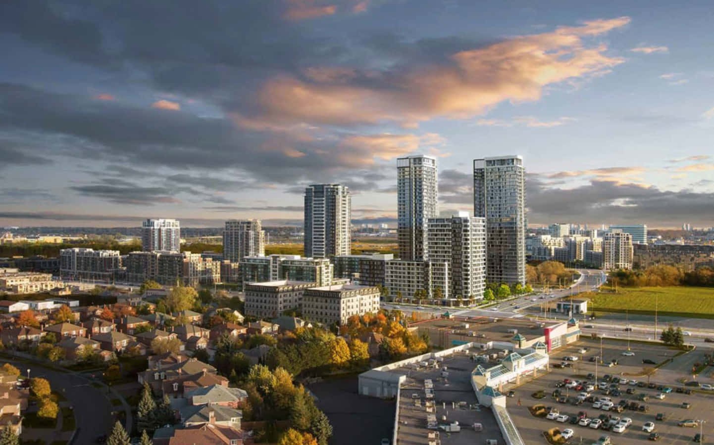 Markham, skyline, dusk, HD Desktop Wallpaper