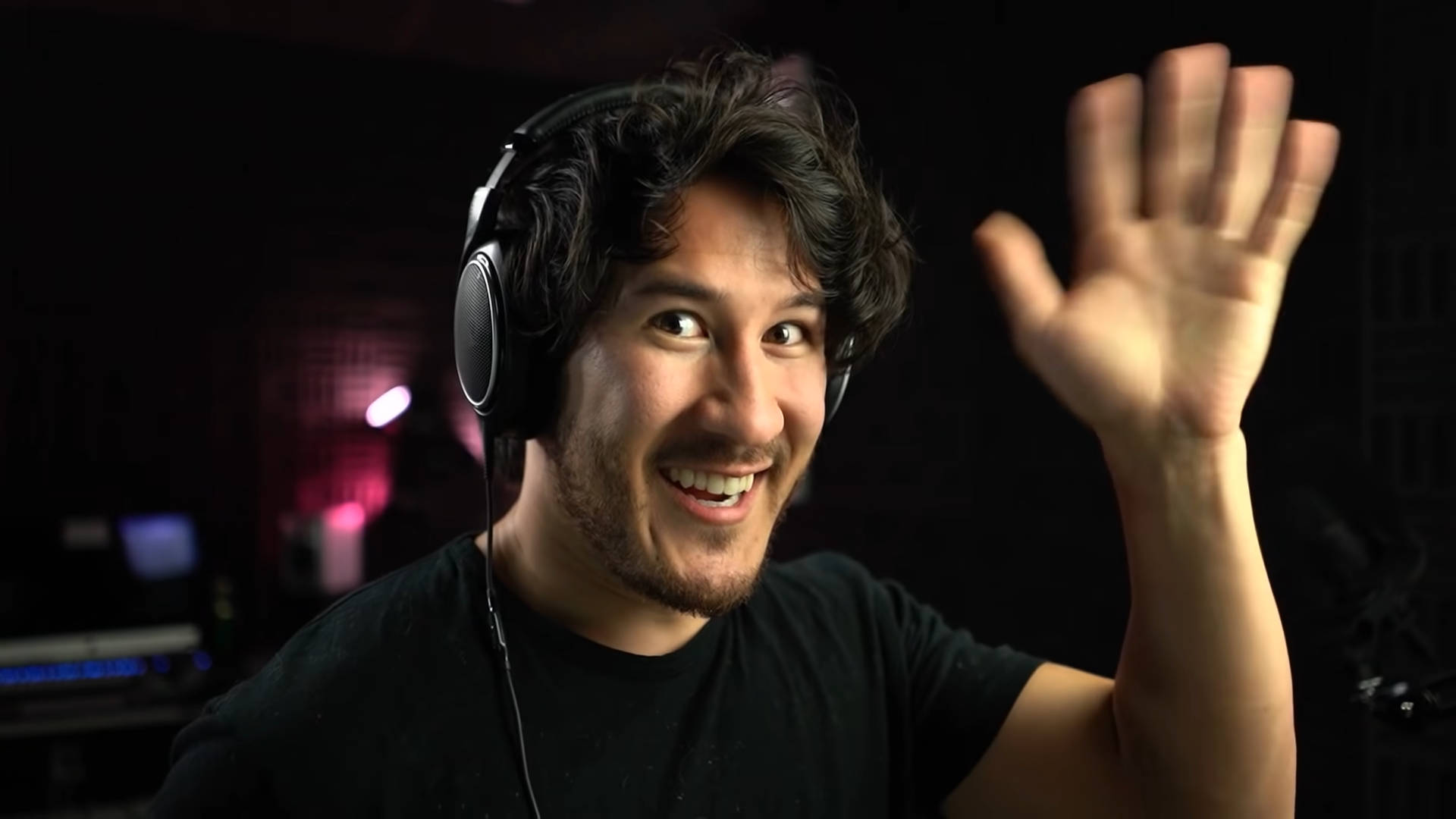 Markiplier, headphones, dimly lit studio, Full HD Desktop Wallpaper