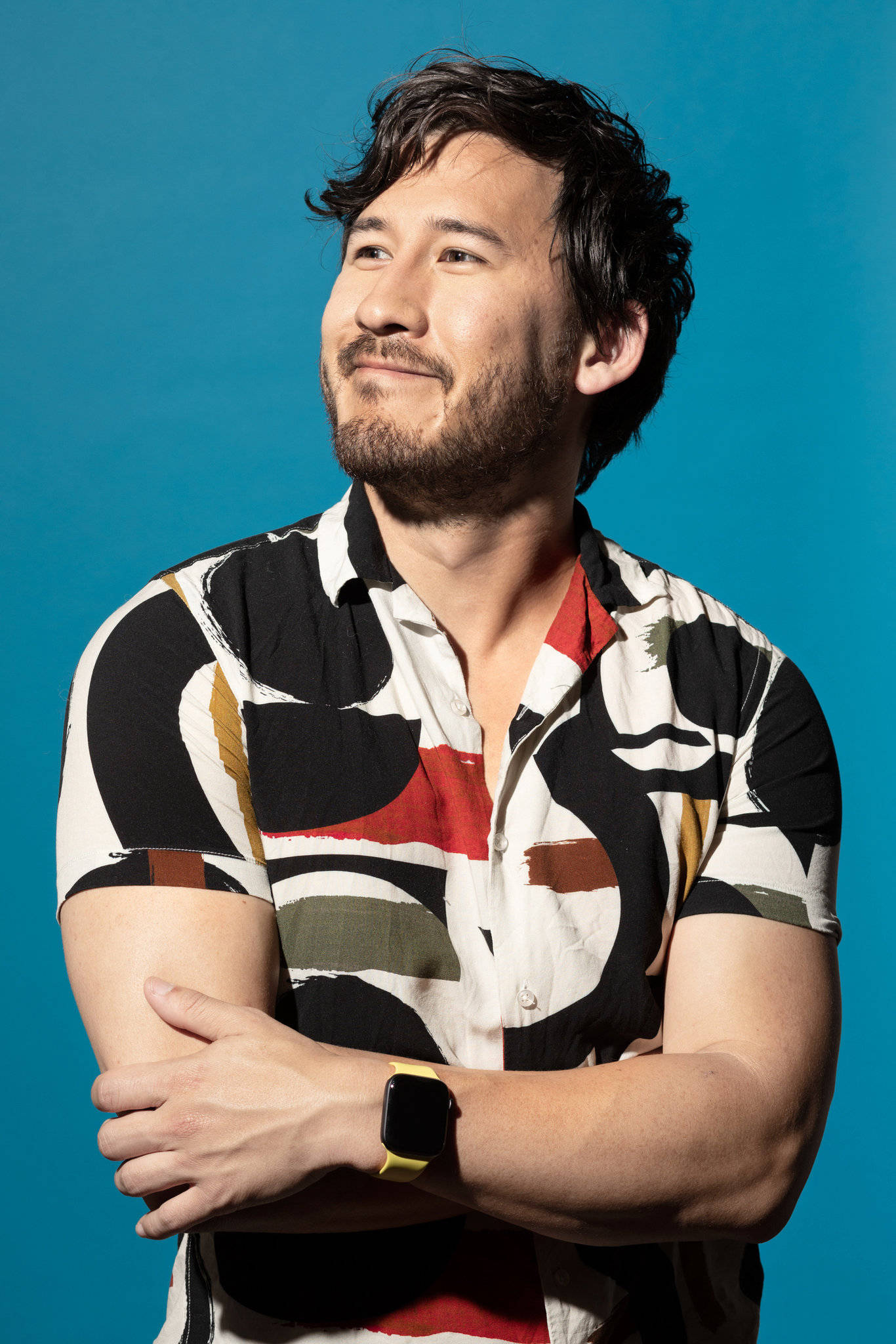 Markiplier, beard, patterned shirt, Full HD Phone Wallpaper