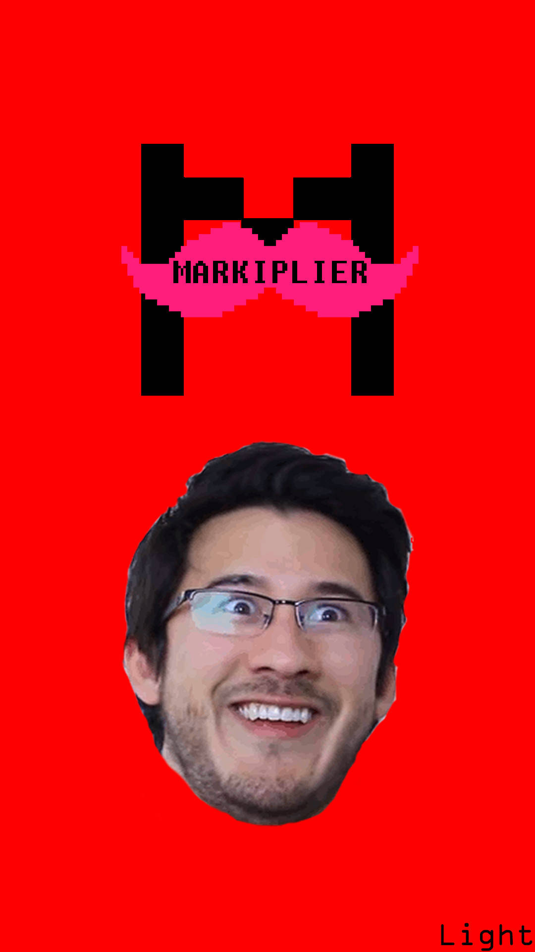 Markiplier, red background, pixelated black 'M', Full HD Phone Wallpaper