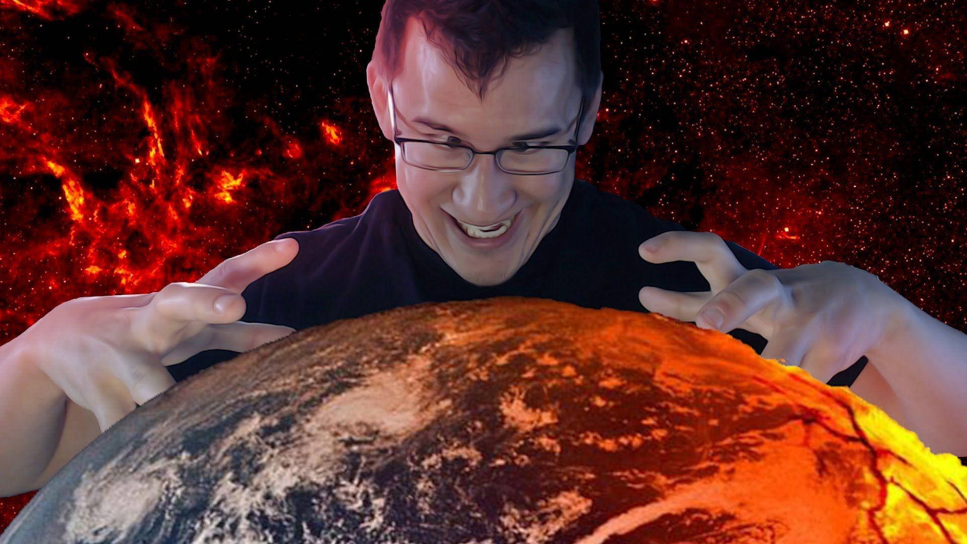 Markiplier, glowing molten planet, fiery cosmic background, Full HD Desktop Wallpaper