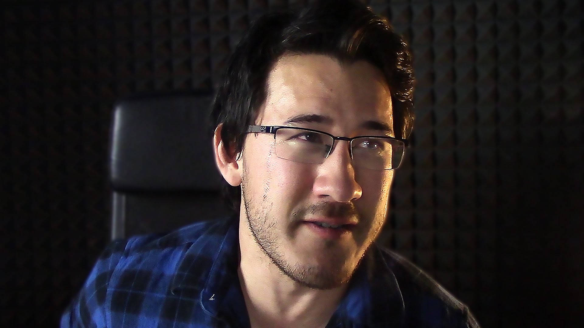 Markiplier, glasses, blue plaid shirt, Full HD Desktop Wallpaper