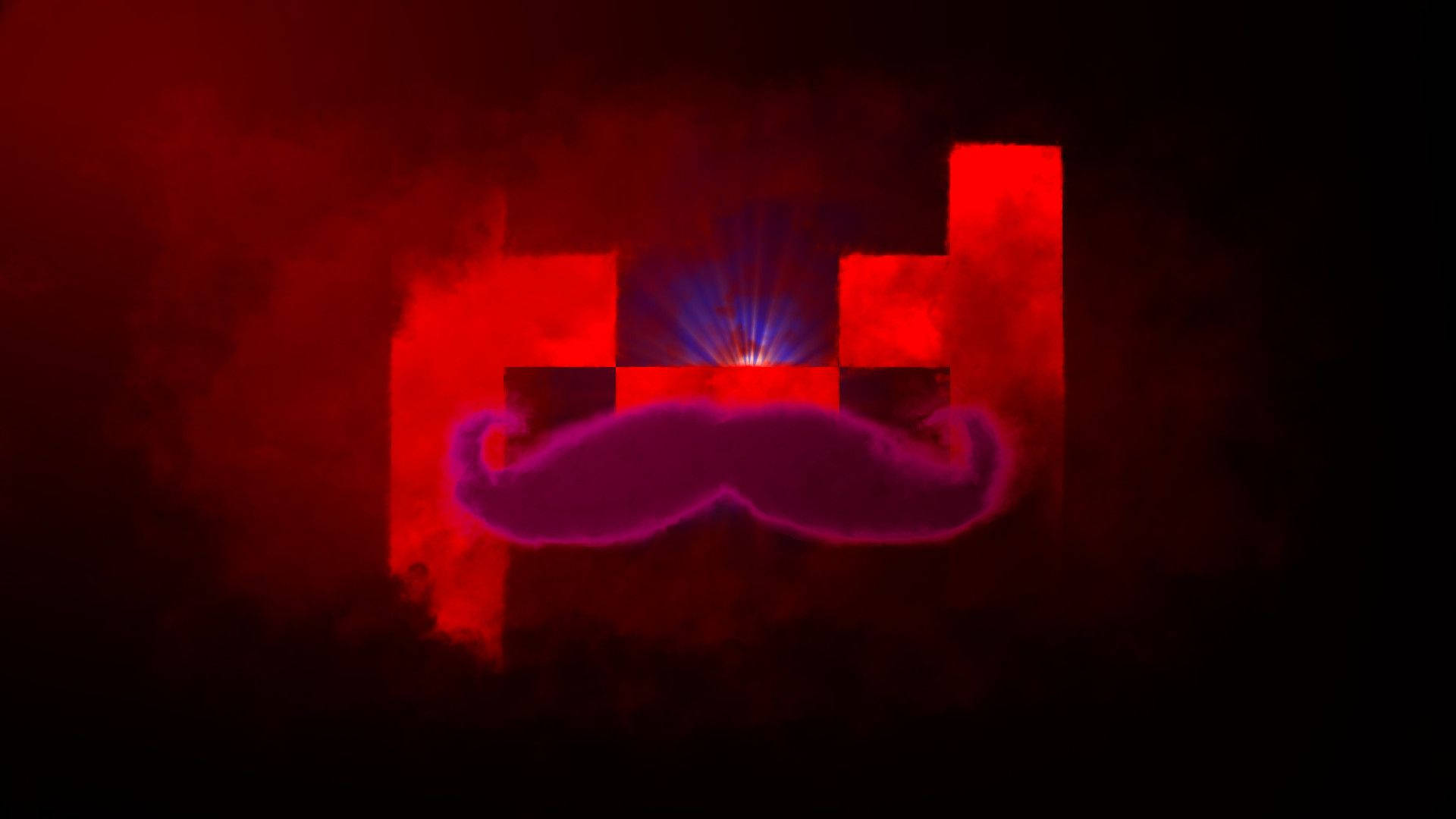 smoky red, Markiplier logo, glowing purple mustache, Full HD Desktop Wallpaper
