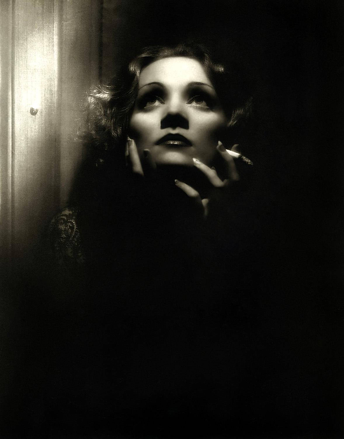 Marlene Dietrich, dim lighting, black and white portrait, HD Phone Wallpaper