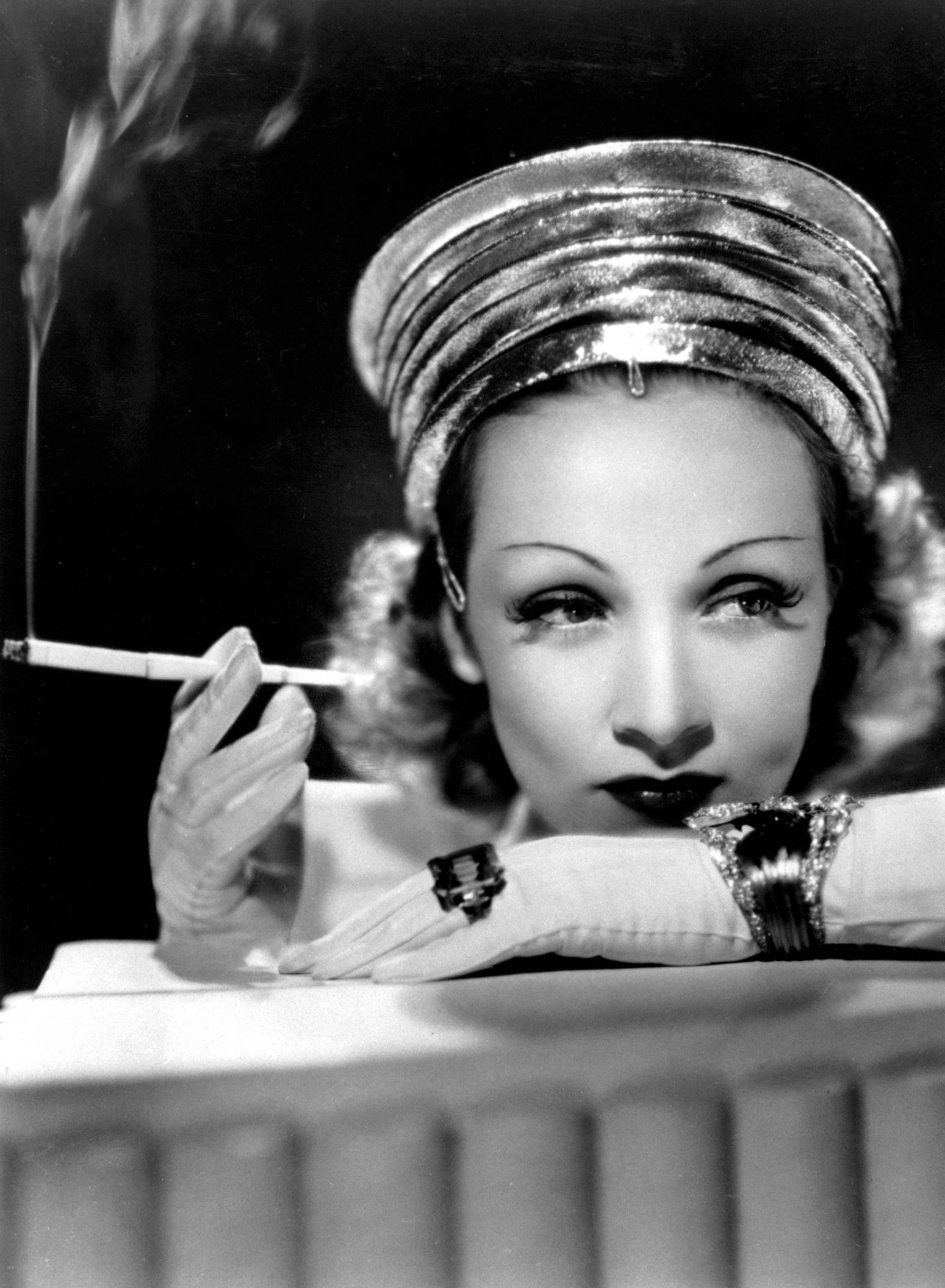Marlene Dietrich, huge hat, metallic headpiece, Full HD Phone Wallpaper