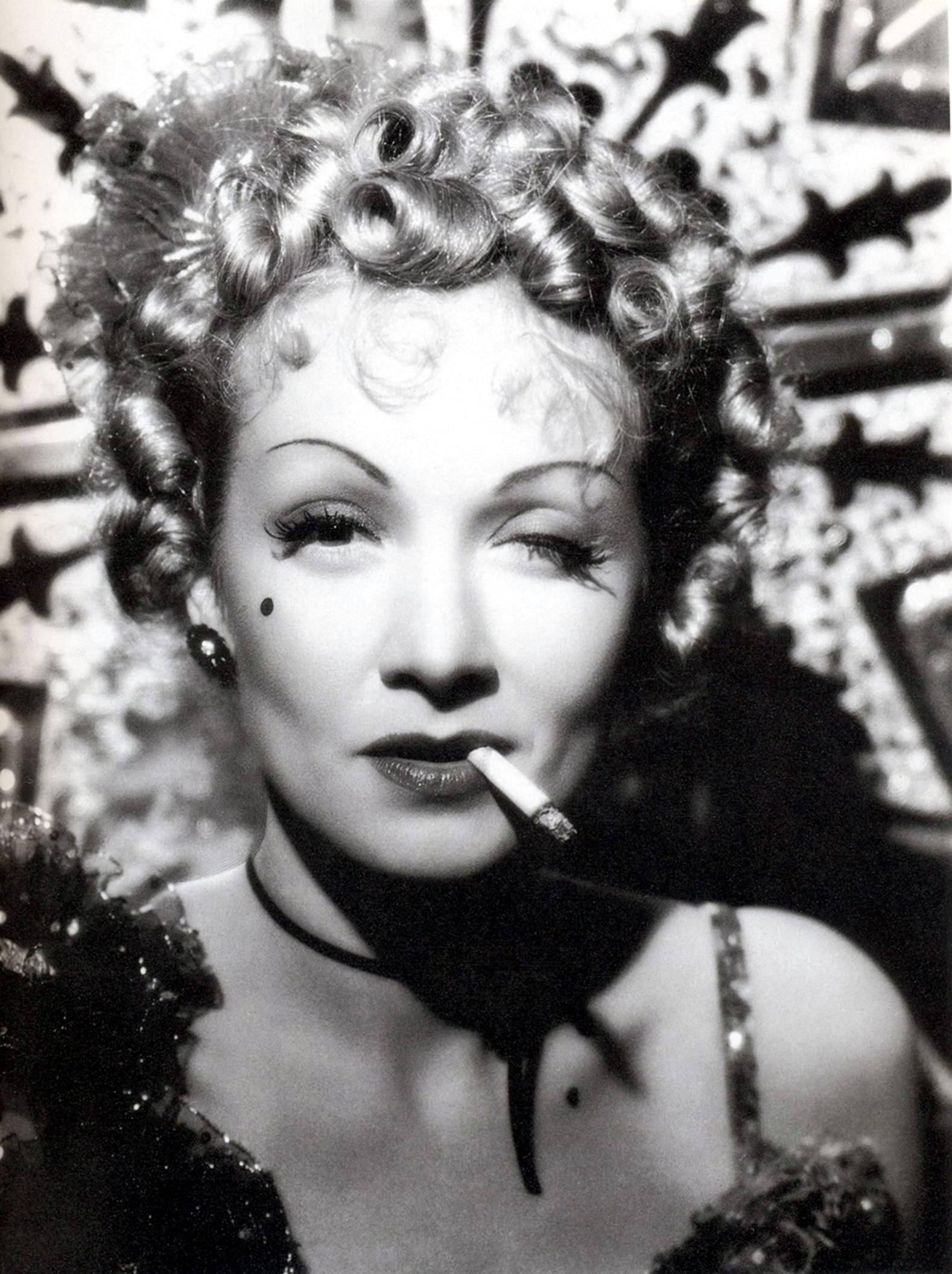 Marlene Dietrich, winking, smoking, Full HD Phone Wallpaper