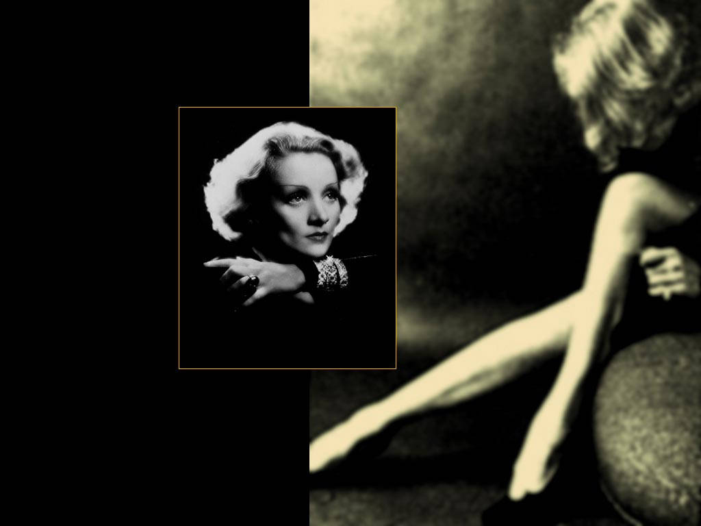 Marlene Dietrich, split screen, vintage black and white portrait, SD Desktop Wallpaper