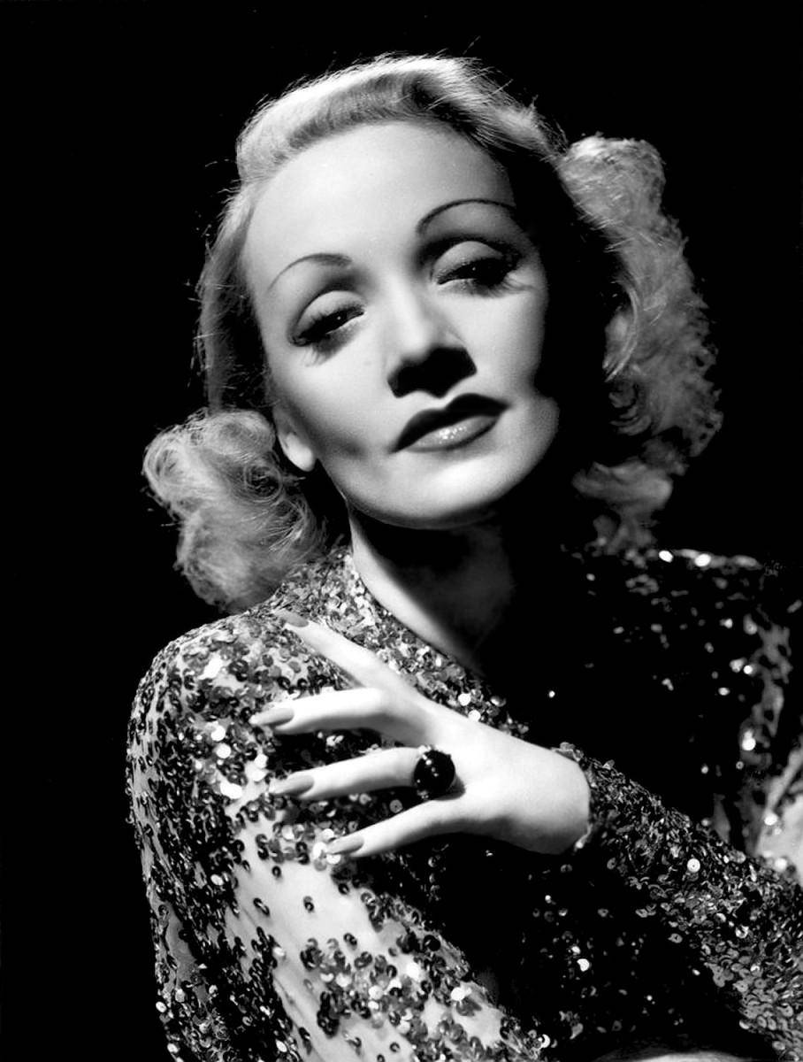 Marlene Dietrich, sequin dress, bold ring, SD Phone Wallpaper
