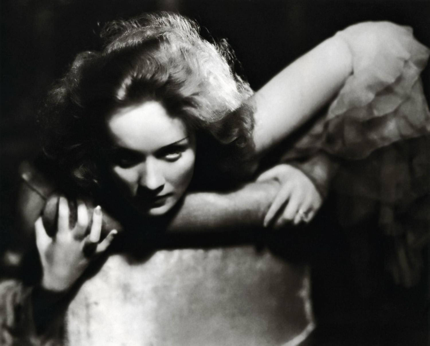 Marlene Dietrich, black and white portrait, tousled hair, HD Desktop Wallpaper