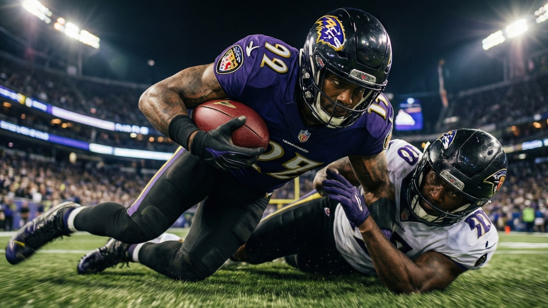 Marlon Humphrey, stadium lights, tackle, Full HD Desktop Wallpaper