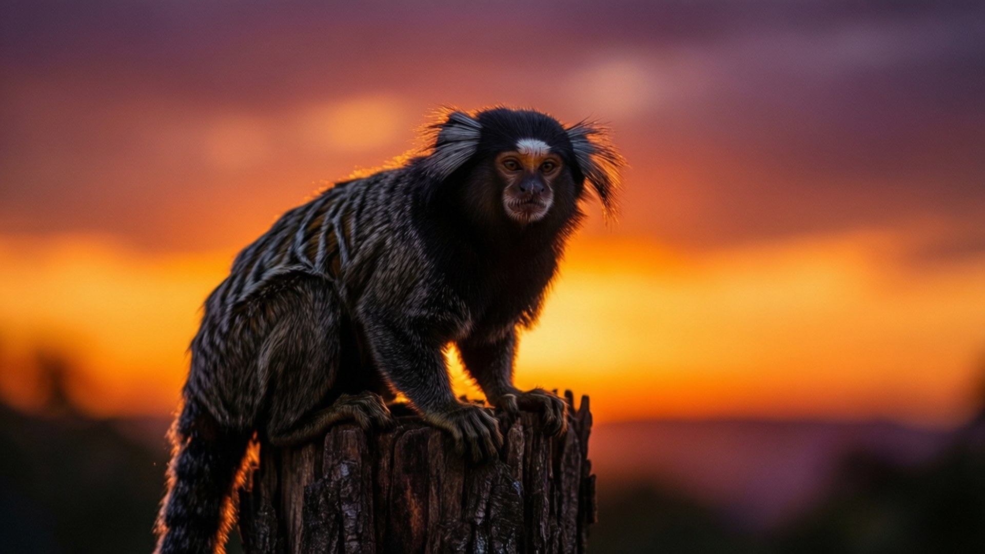 Marmoset, sunset, silhouette, Full HD Desktop Wallpaper