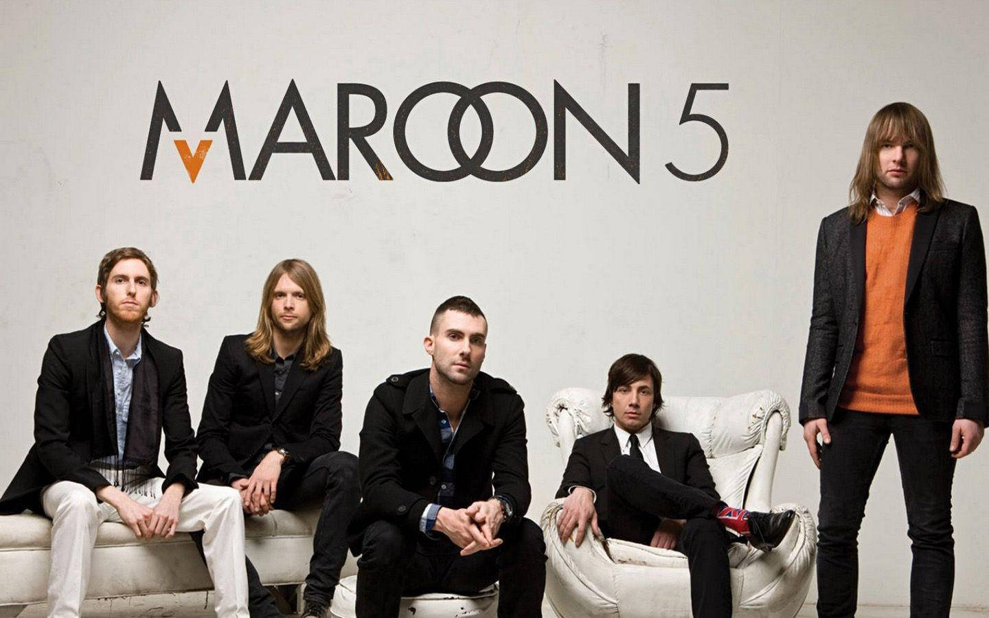 Maroon 5, black suits, orange accents, HD Desktop Wallpaper