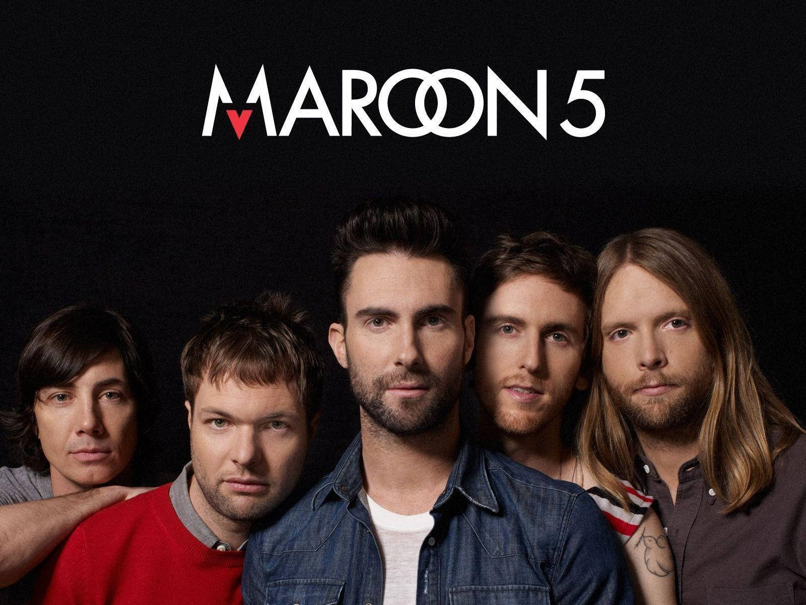 Maroon 5, long hair logo, black background, HD Desktop Wallpaper