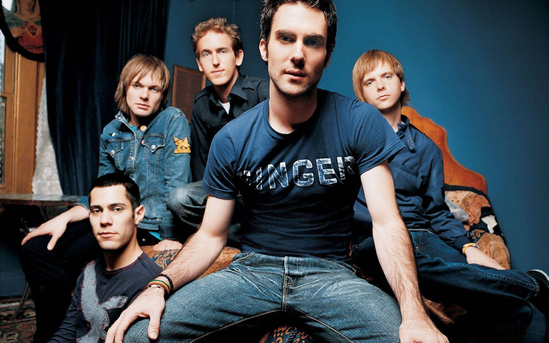 Maroon 5, blue shirts, blue room, Full HD Desktop Wallpaper