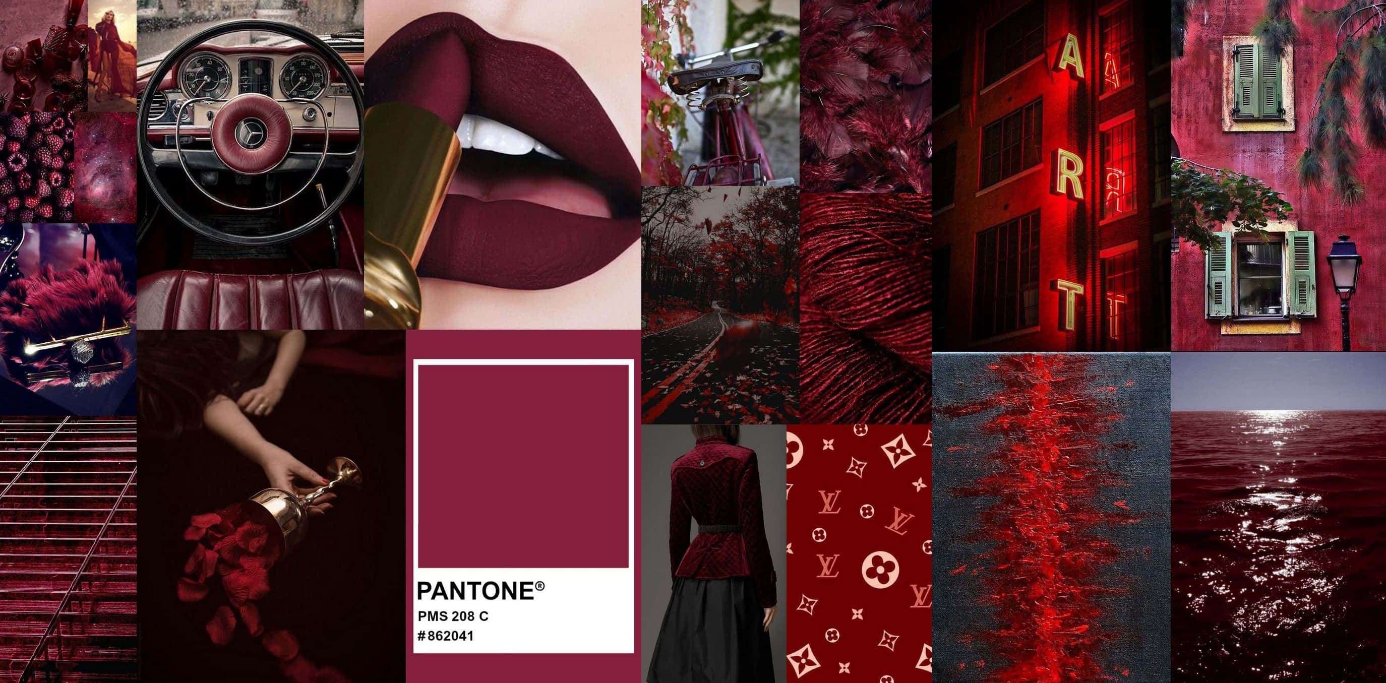 burgundy maroon aesthetic, deep red themed imagery, lips, 2K Desktop Wallpaper