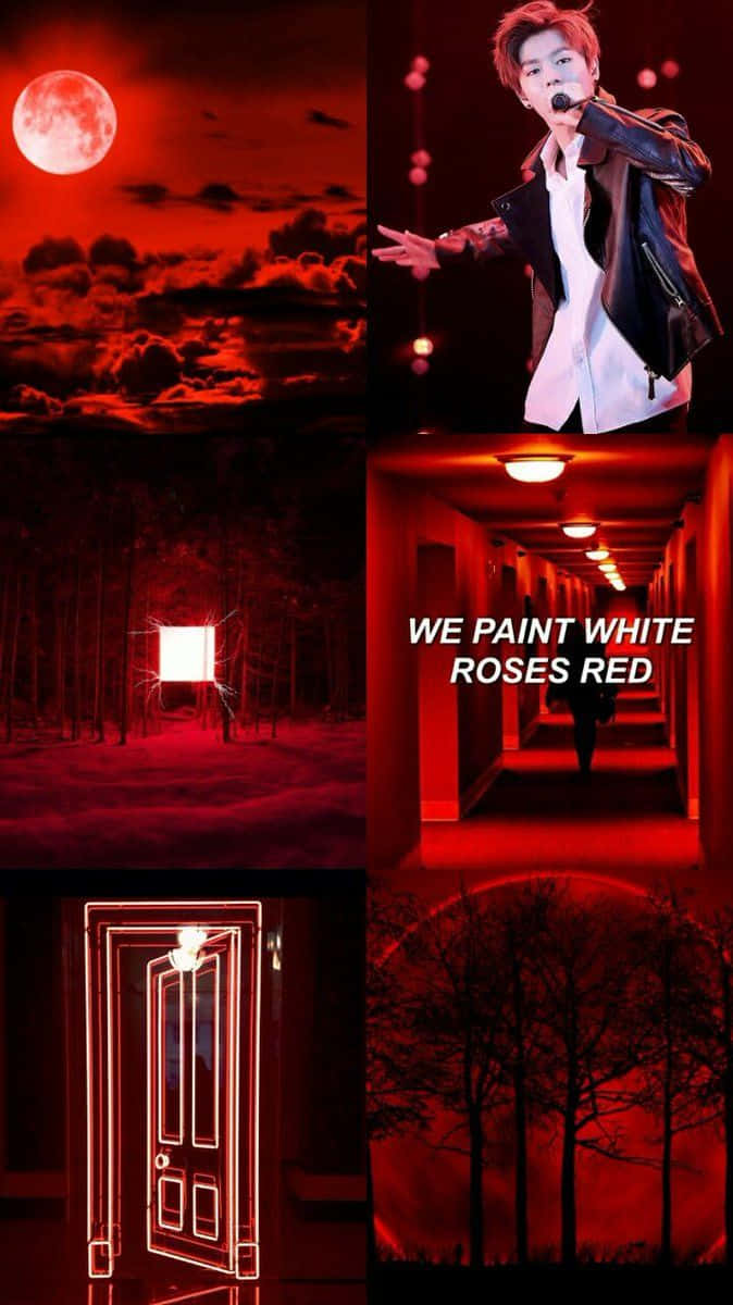 maroon aesthetic, singer performing, glowing door, SD Phone Wallpaper