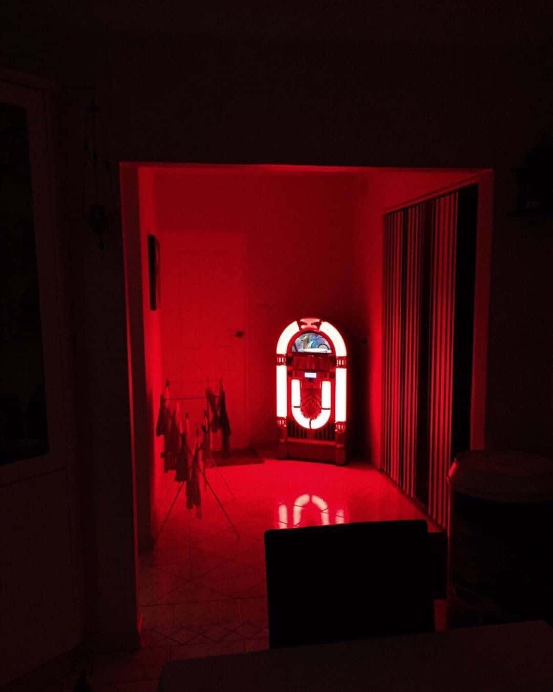 vintage jukebox, intense red light, dimly lit hallway, HD Phone Wallpaper