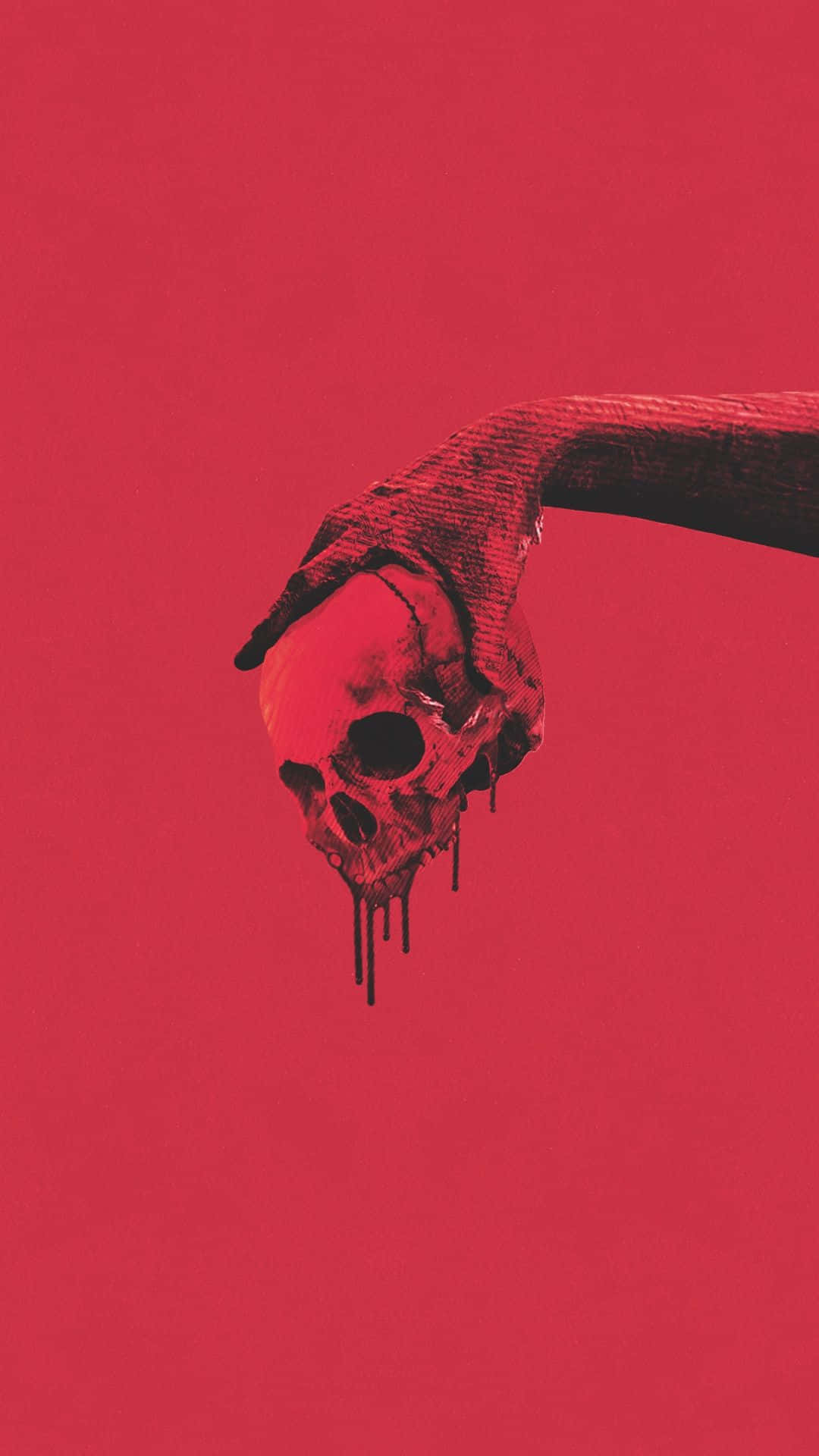 Maroon Aesthetic, bloody skull, skeletal hand, Full HD Phone Wallpaper