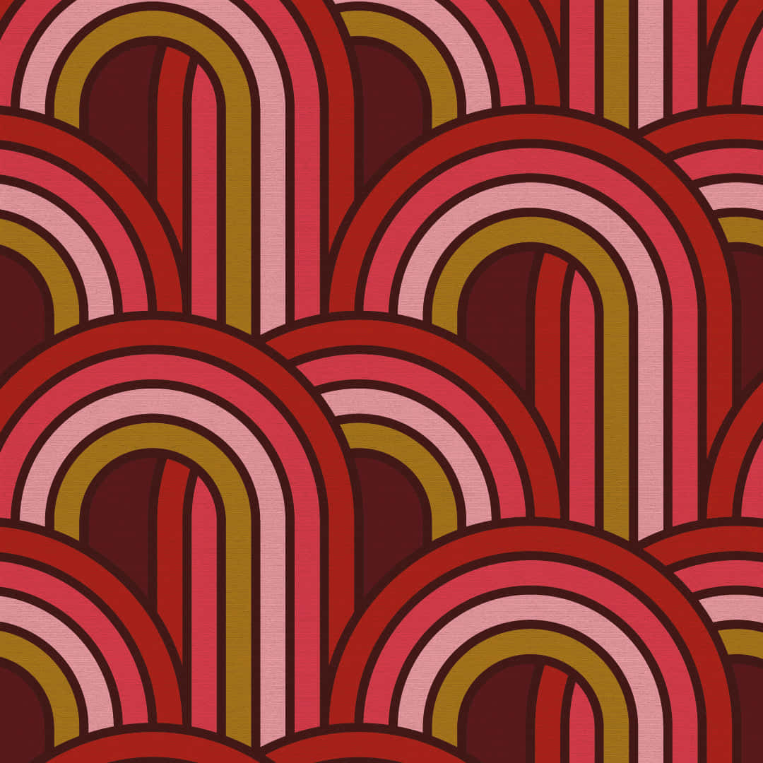 vibrant maroon, retro pattern, overlapping arches, SD Desktop Wallpaper