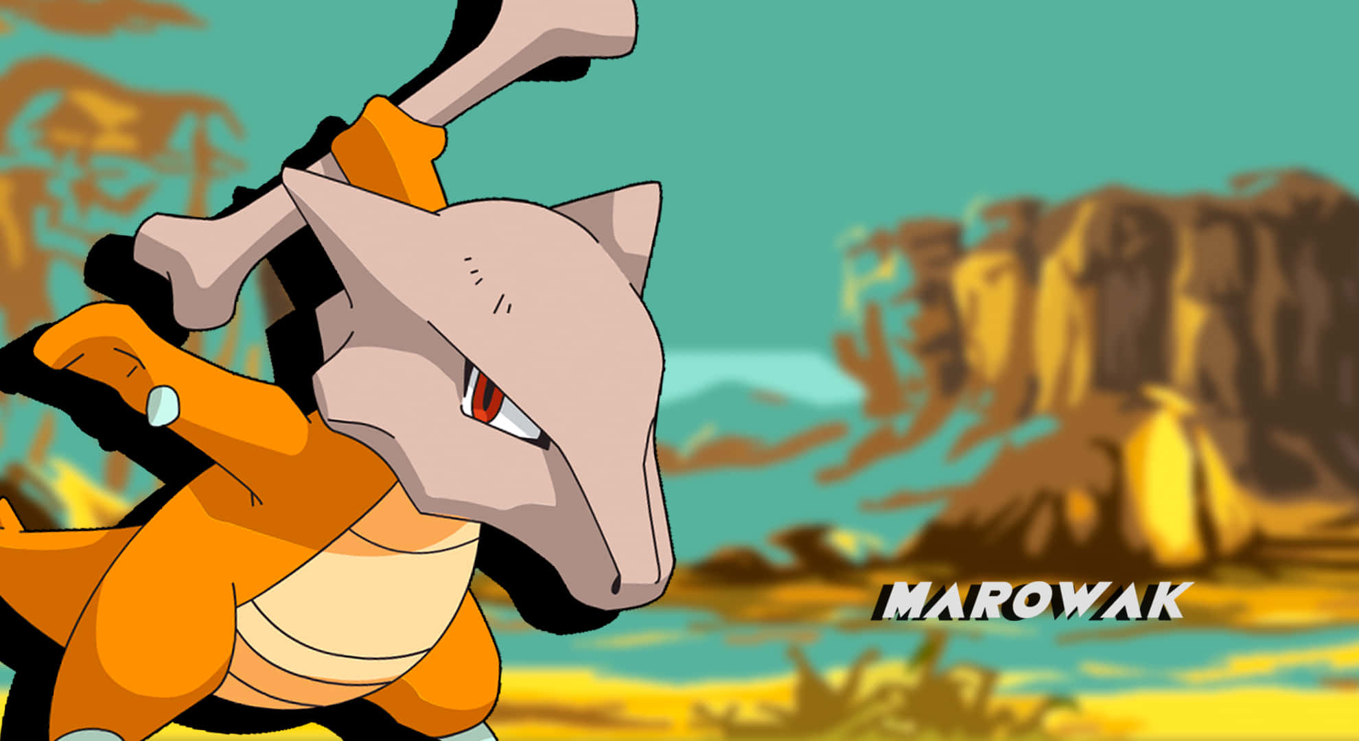 Marowak, bone, desert canyon, Full HD Desktop Wallpaper