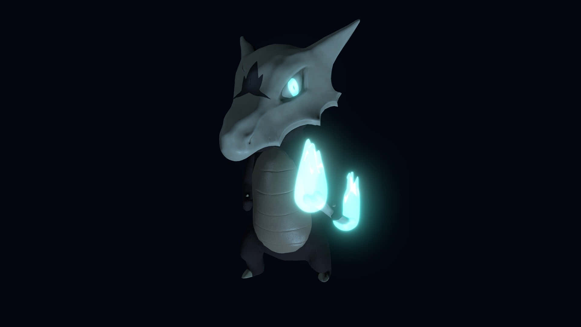 Marowak, glowing rod, glowing blue flame, Full HD Desktop Wallpaper