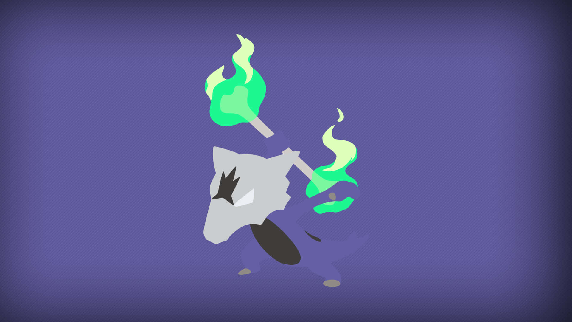 Marowak, green flames, purple background, Full HD Desktop Wallpaper